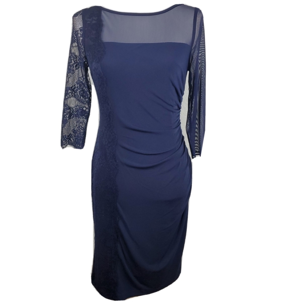 Vince Camuto Blue Womens 3/4 Sleeve Dress Size 4